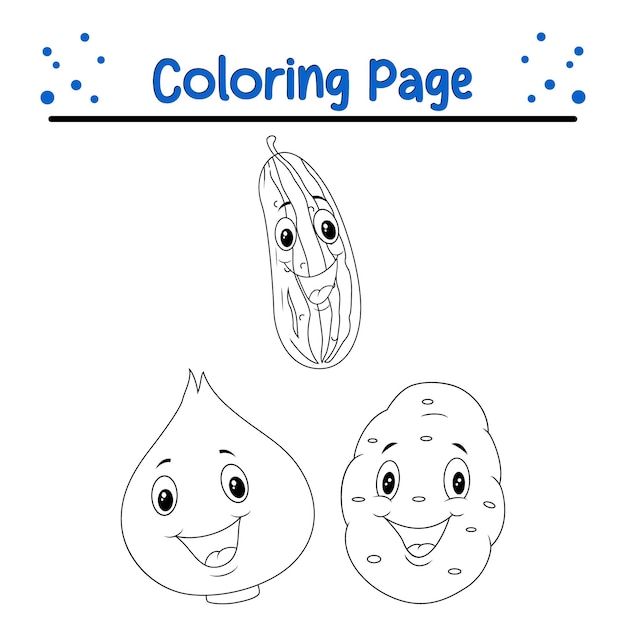 Página para colorear personaje de dibujos animados de verduras