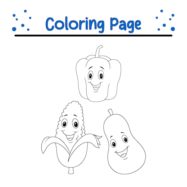 Página para colorear personaje de dibujos animados de verduras