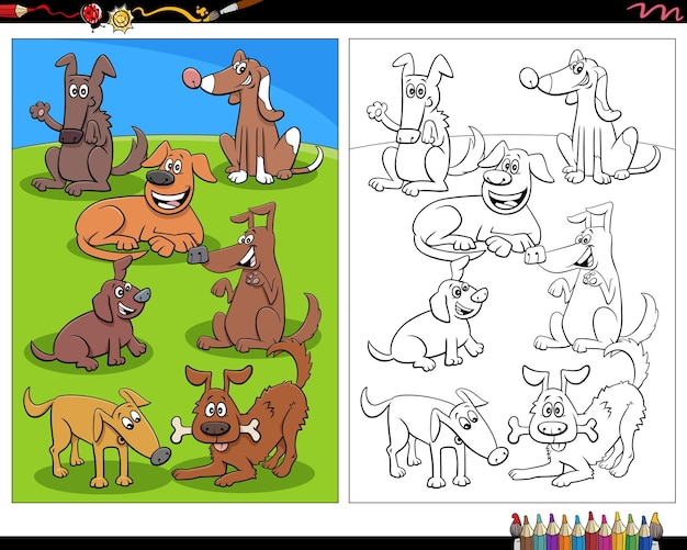 Página para colorear de personajes de animales de perros de dibujos animados