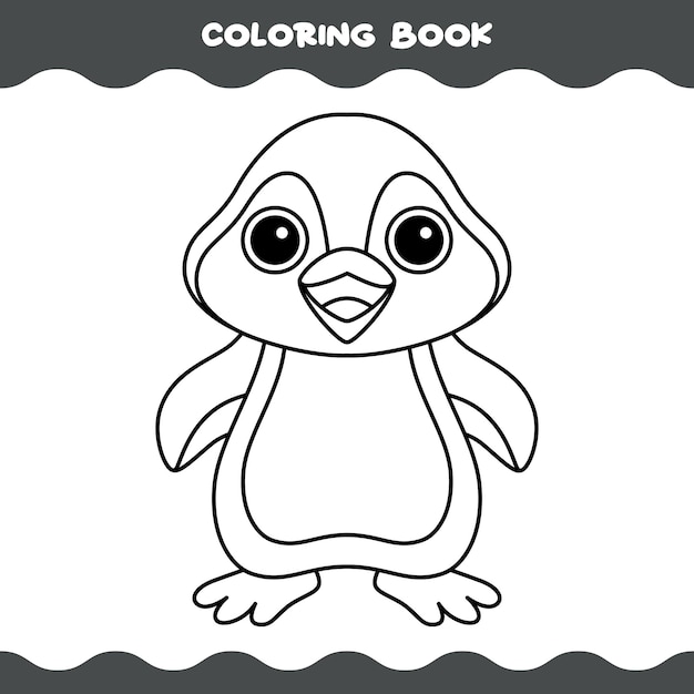 Página para colorear con pingüino de dibujos animados