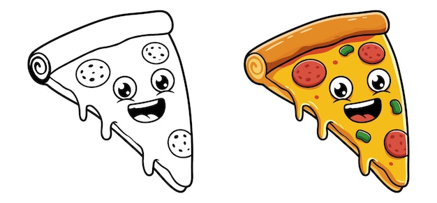 Página para colorear para una pizza linda