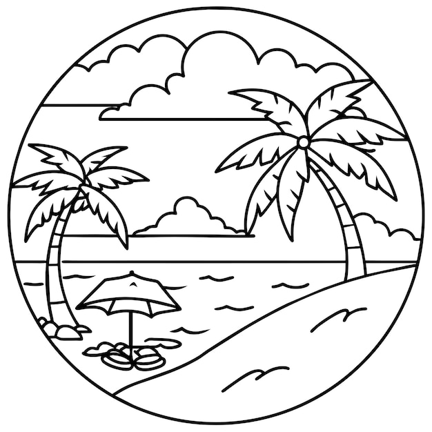 Página para colorear de playa
