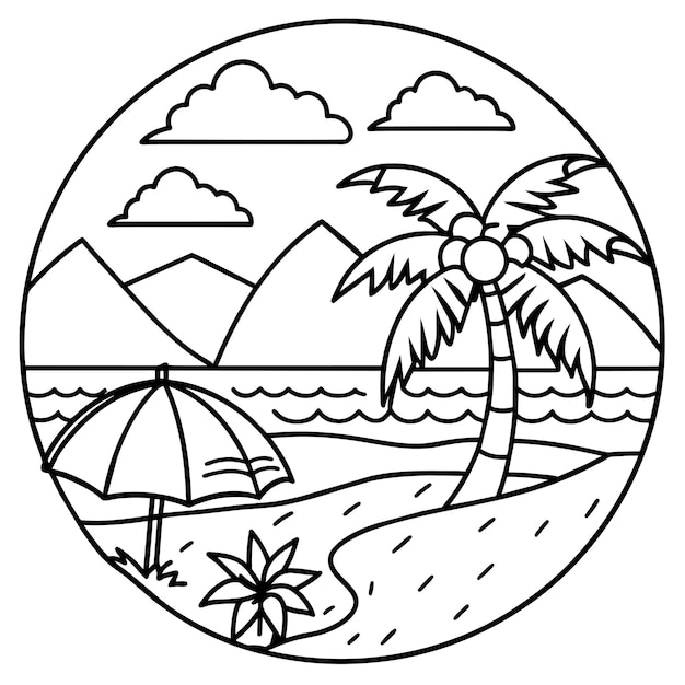 Página para colorear de playa