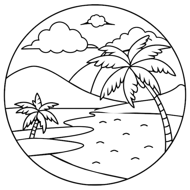 Página para colorear de playa