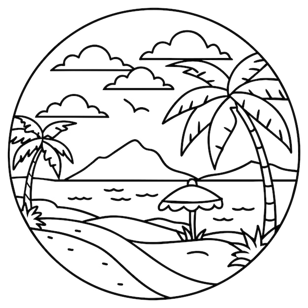 Página para colorear de playa