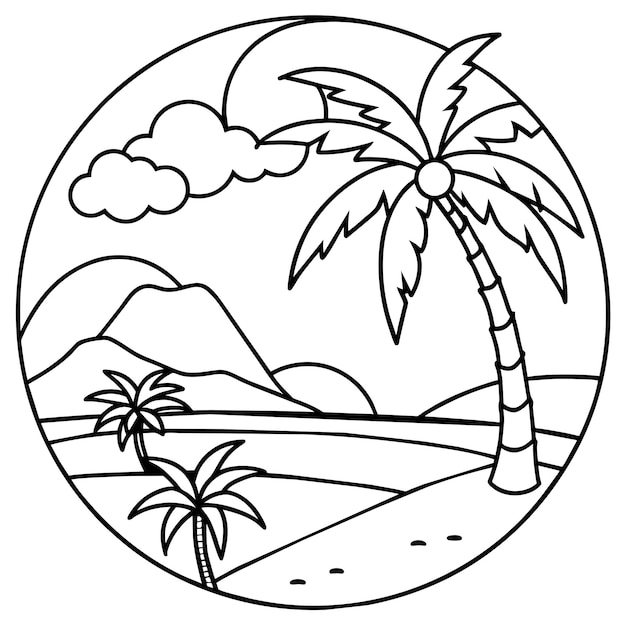Página para colorear de playa