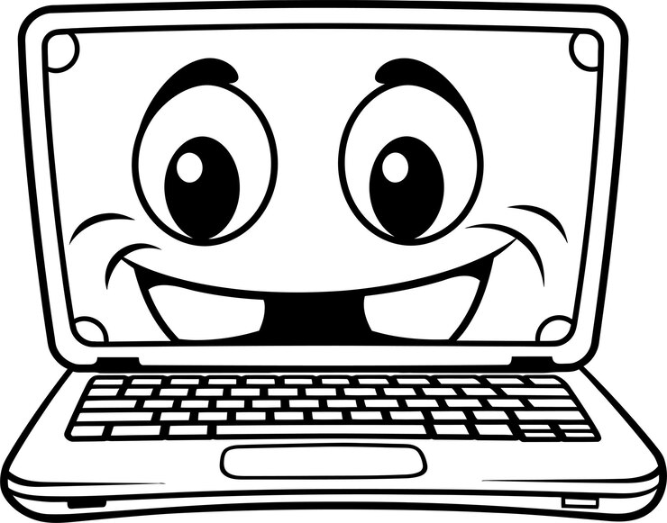 Vector página para colorear portátil en blanco y negro