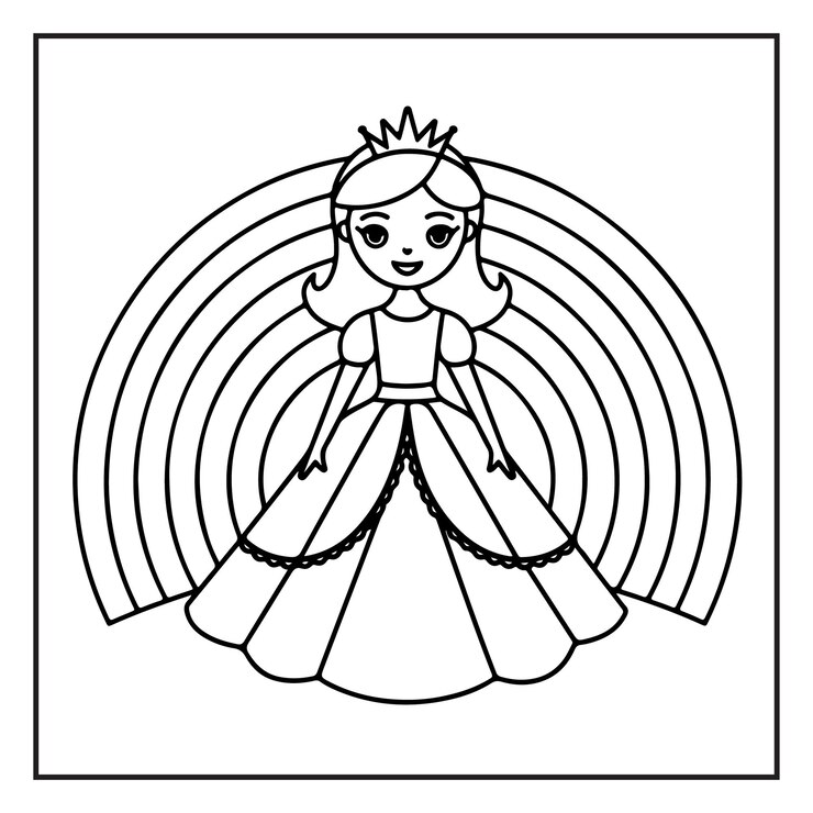Vector página para colorear de la princesa linda para niños