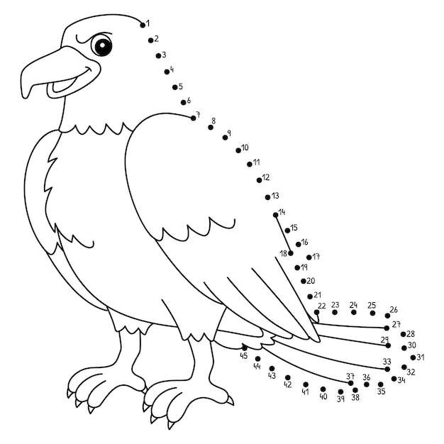 Página de colorear punto a punto águila animal aislado