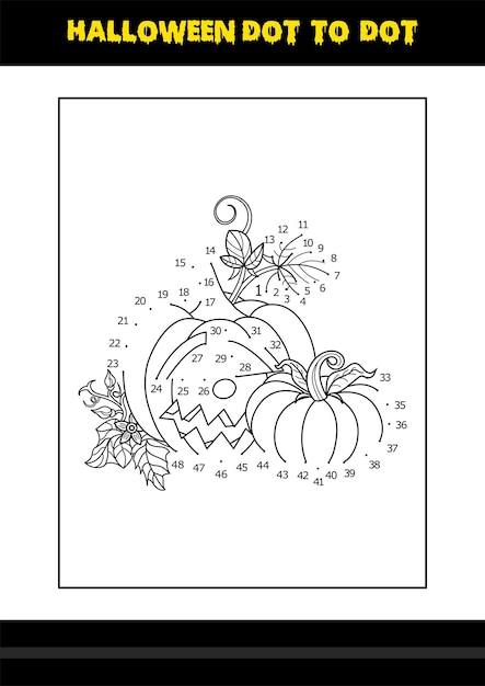 Página para colorear de punto a punto de halloween para niños diseño de página para colorear de arte lineal para niños