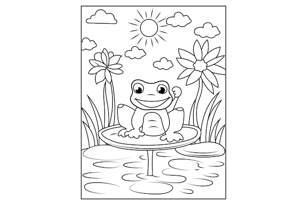 Página para colorear rana para niños