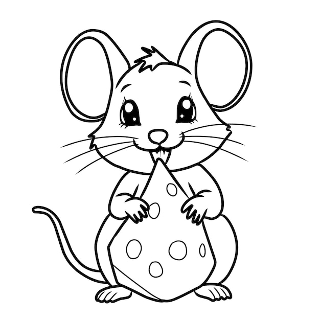 Página para colorear El ratón lindo que come queso