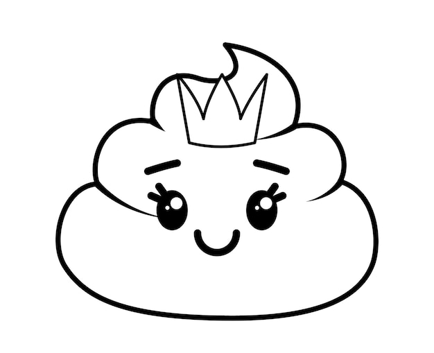 Página para colorear con la reina de la caca caca en blanco y negro me colorea Ilustración vectorial aislada eps 10