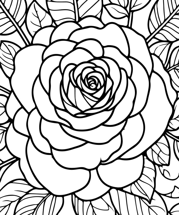 Página para colorear de rosas para niños generada por ai