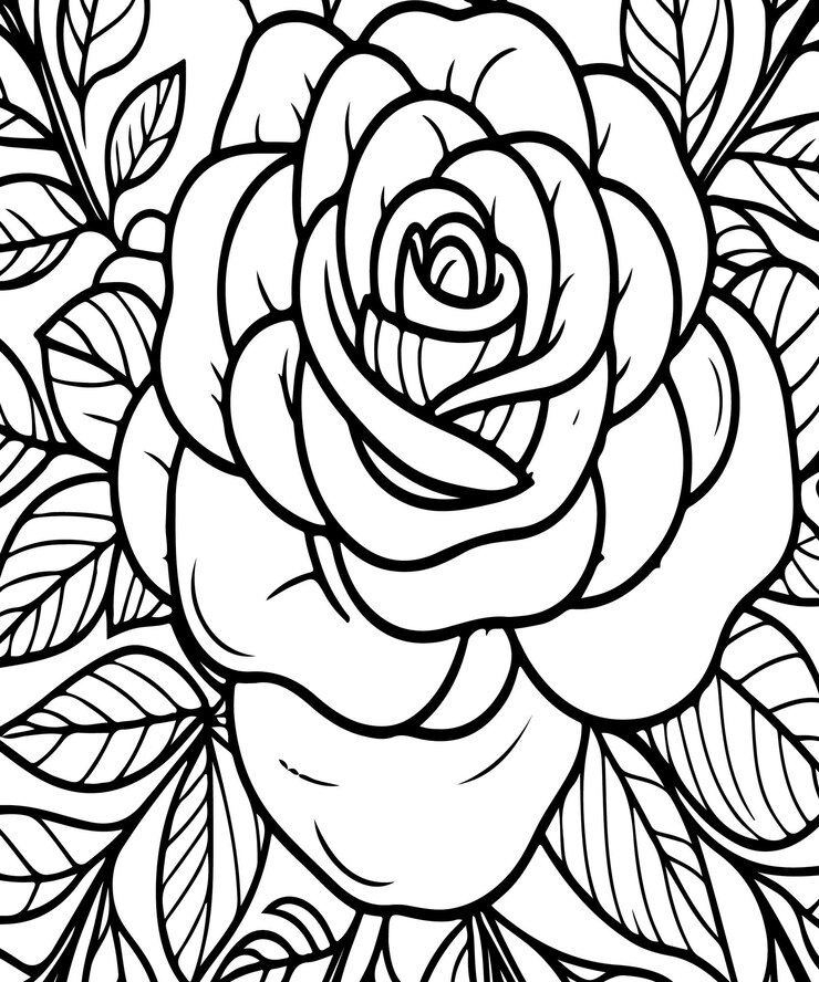 Página para colorear de rosas para niños generada por ai