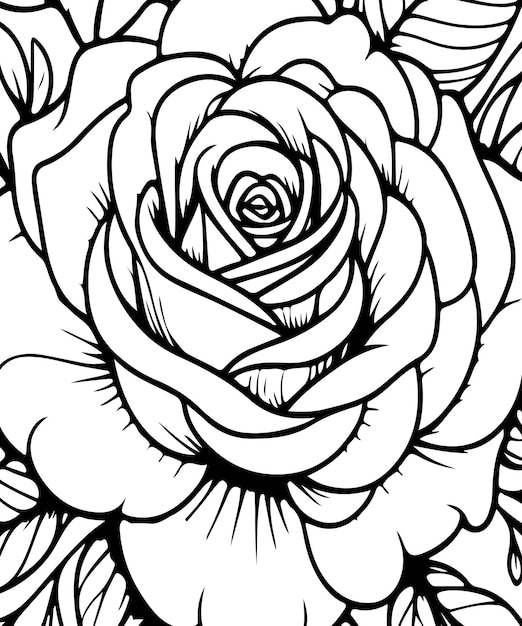 Página para colorear de rosas para niños generada por ai