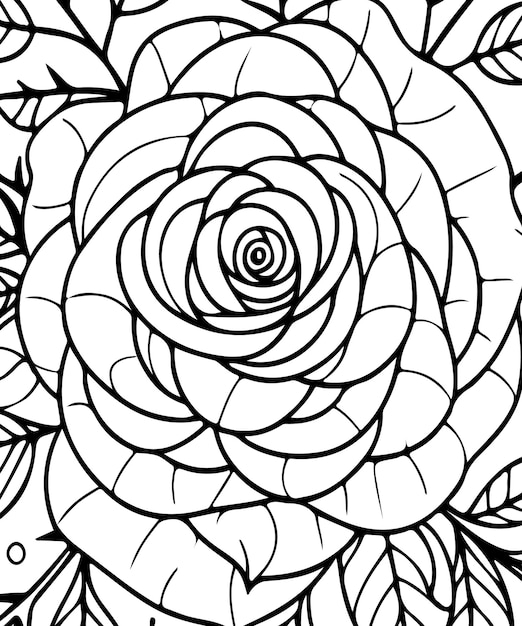 Página para colorear de rosas para niños generada por ai