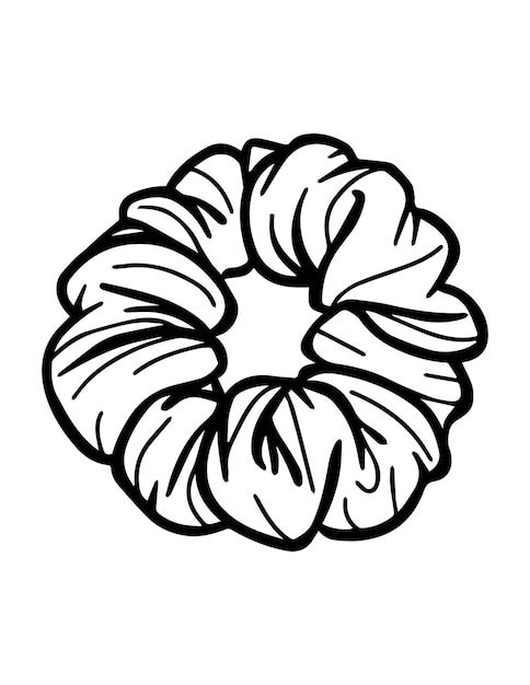 Vector página de colorear para el scrunchie lindo y gracioso