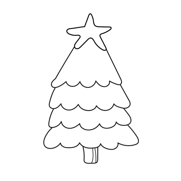 Vector página para colorear simple árbol de año nuevo para colorear el libro para colorear para niños