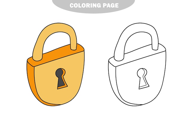 Página para colorear simple cerradura de metal para colorear el libro para colorear para niños