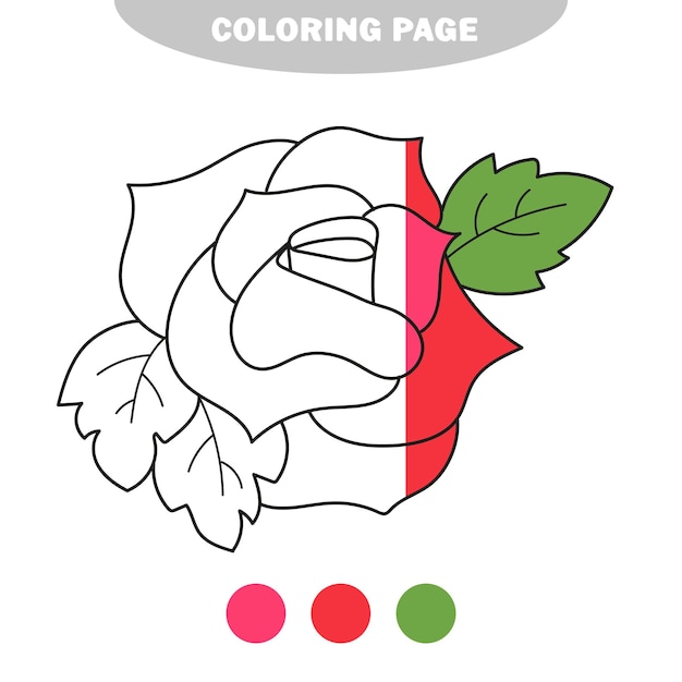 Página para colorear simple ilustración dibujada a mano en blanco y negro de rosas