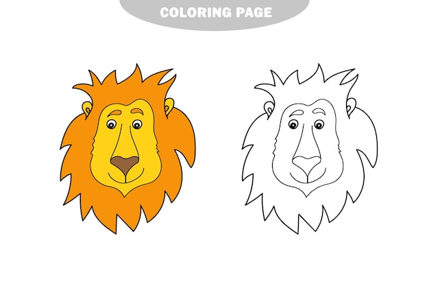 Vector página para colorear simple libro para colorear para niños de dibujos animados lindo león