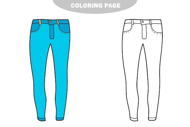 Página para colorear simple libro para colorear para niños jeans para niñas | Vector Premium Página para colorear simple libro para colorear para niños jeans para niñas | Vector Premium