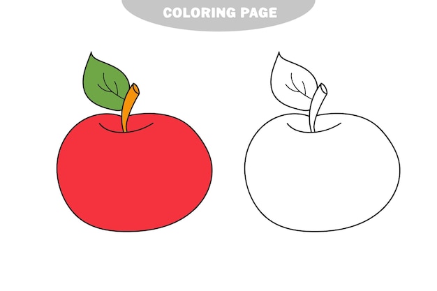 Página para colorear simple manzana para colorear el libro para colorear para niños