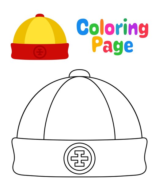 Página para colorear con sombrero chino para niños