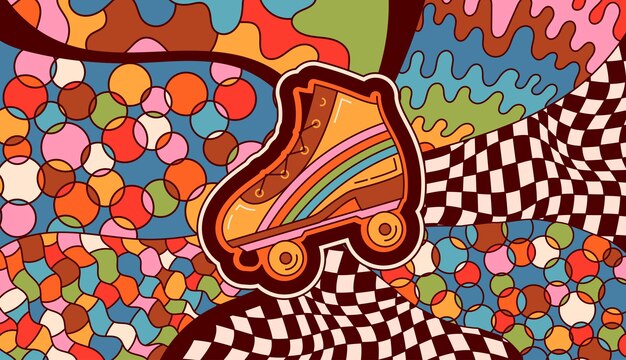 Página para colorear de tablero de ajedrez psicodélico