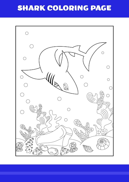 Página para colorear de tiburones para niños libro para colorear de tiburones para relajarse y meditar