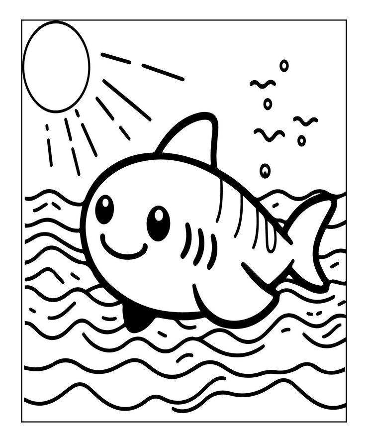 Página para colorear de tiburones para niños