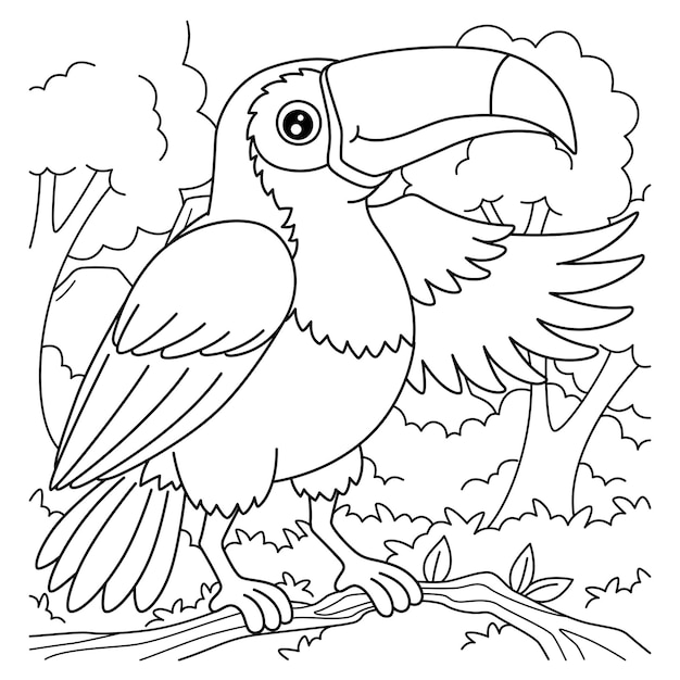 Página para colorear Tucán pájaro para niños