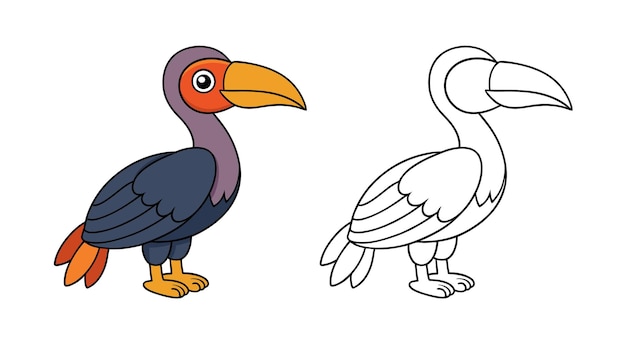 Página para colorear de un tucano de dibujos animados