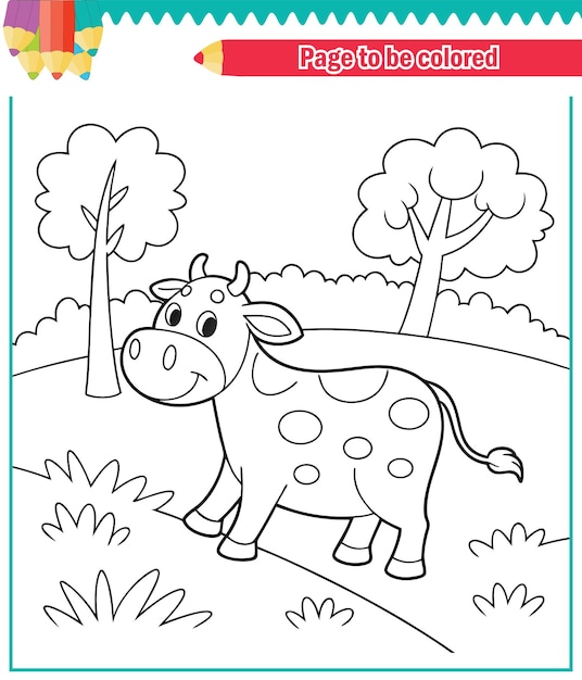 Página para colorear vacas para niños