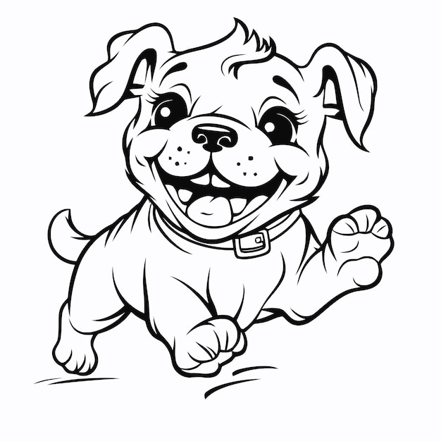 Página para colorear de vector blanco y negro de cachorro bulldog