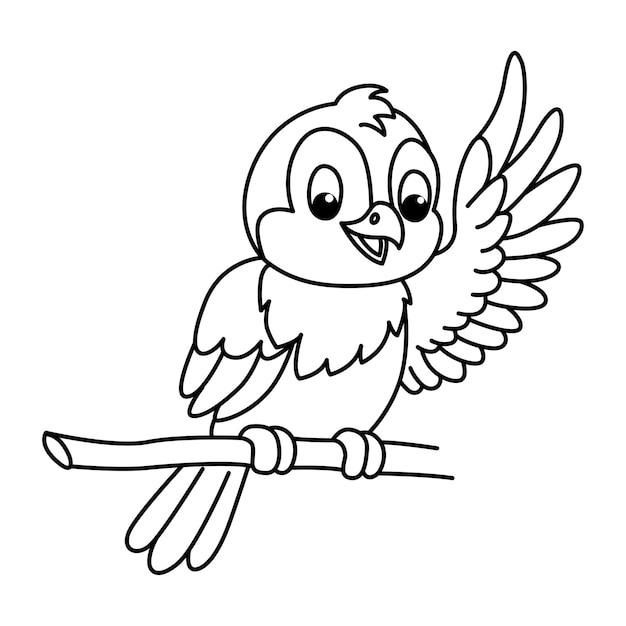 Vector página para colorear de vector de dibujos animados de aves divertidas