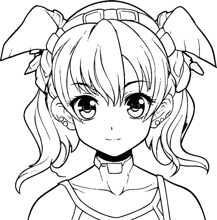 Vector página para colorear vector de dibujos animados de chicas