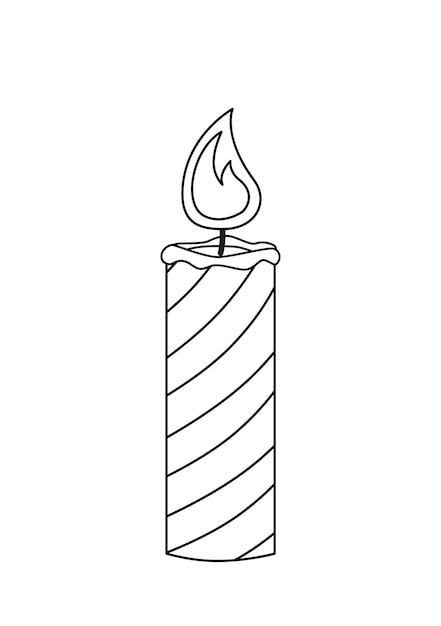 Página para colorear de vela Burnind Vela rayada en blanco y negro Vector