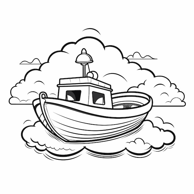 Vector página para colorear de velero ilustración vectorial en blanco y negro