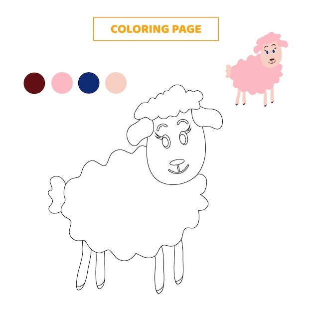 Página para colorearHoja de trabajo de ovejas de dibujos animados lindo para niños