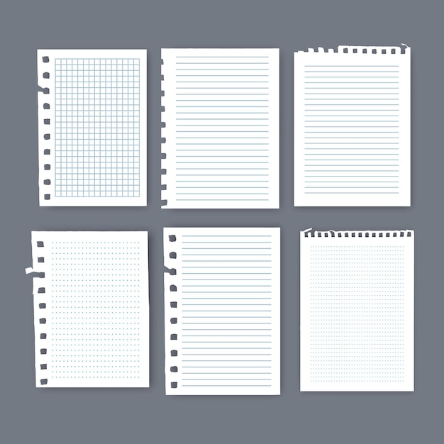 Página de cuaderno o libro Hojas de cuaderna Ilustración vectorial