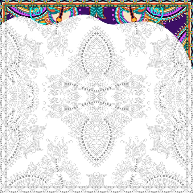 Página cuadrada de libro para colorear único para adultos diseño de alfombra auténtica floral alegría para mayores