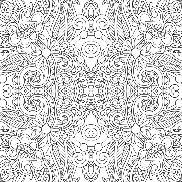 Página cuadrada de libro para colorear único para adultos diseño de alfombra floral auténtico