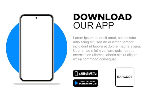 Página de descarga de la aplicación móvil Smartphone de pantalla vacía para usted aplicaciones Descargar nuestra nueva aplicación móvil
