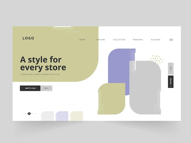 Página de destino abstracta o diseño de banner web para cada tienda.