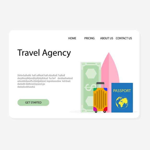 Página de destino de la agencia de viajes que planifica vacaciones de verano y vacaciones