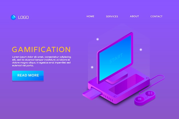 Página de destino o diseño de plantilla web. gamificación