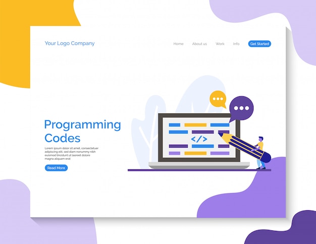 Página de destino. Programación de códigos vectoriales para sitio web.
