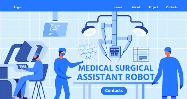 Página de destino para el robot médico asistente quirúrgico